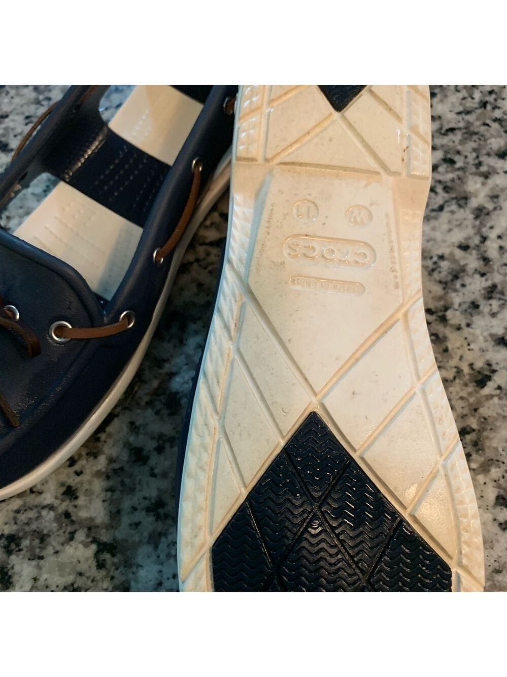 CROCS Navy and Brown Women's Loafers - Picture 6 of 6